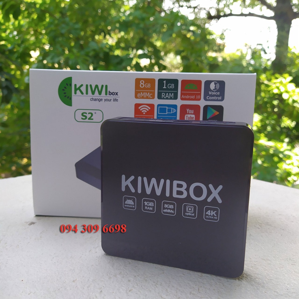 Kiwibox S2+ xem youtube trên tivi, tích hợp cổng quang, android 10, điều khiển giọng nói, Kiwibox S2 Plus, voice control