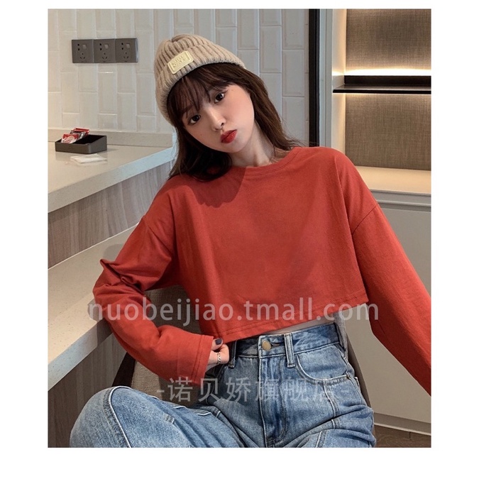 Áo thun CROPTOP tay dài Trơn Basic 7 Màu Hàn Quốc cực xinh