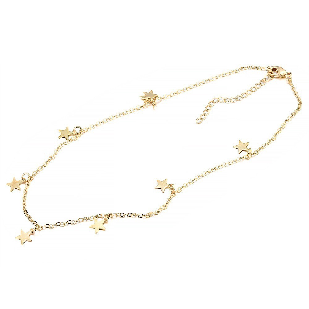 Vòng cổ Choker Nhiều Lớp Mặt Hình Ngôi Sao / Mặt Trăng Màu Vàng / Bạc Phong Cách Hàn Quốc Thanh Lịch