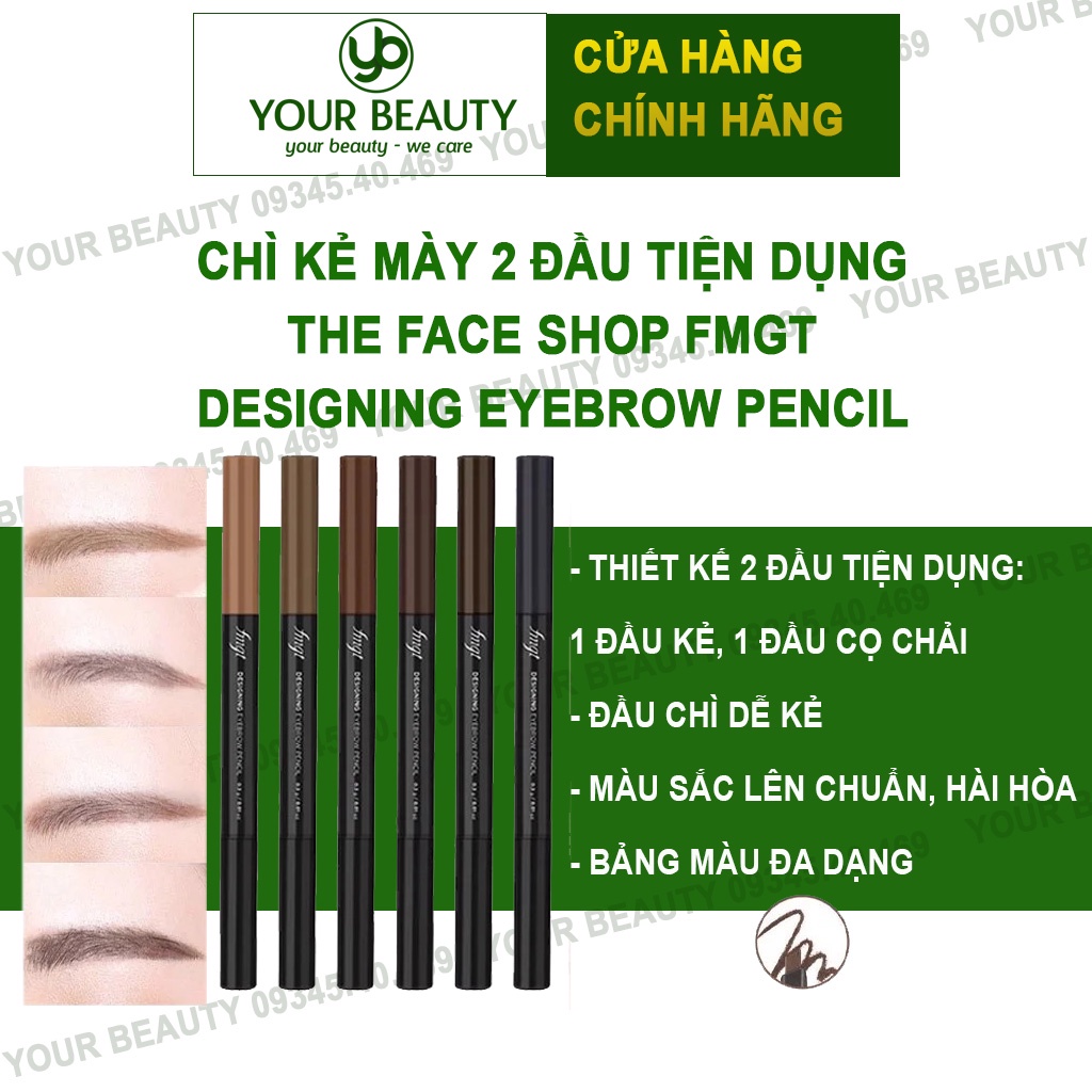 Chì Kẻ Mày 2 Đầu THE FACE SHOP Designing Eyebrow Pencil - mẫu mới (Chính Hãng)