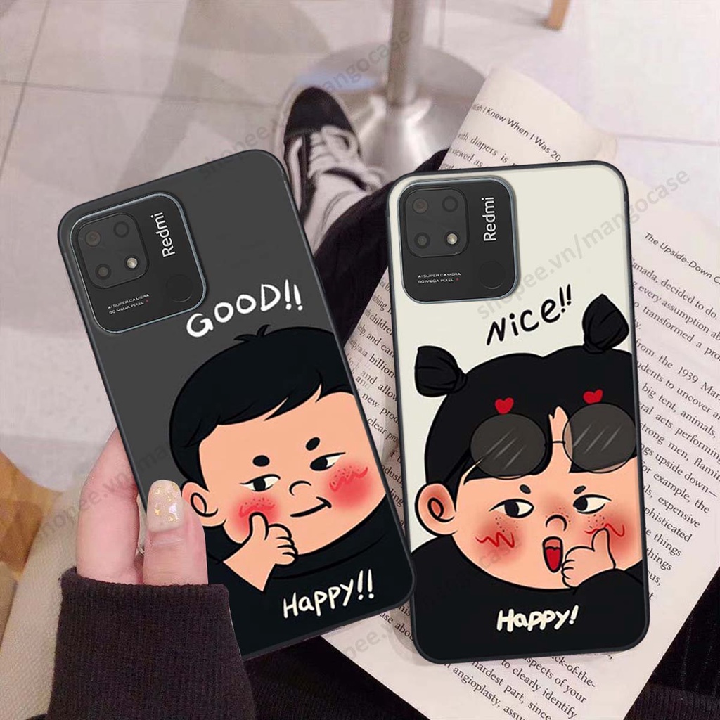 Ốp lưng Xiaomi Redmi 10C in hình happy nice, bé gấu đáng yêu