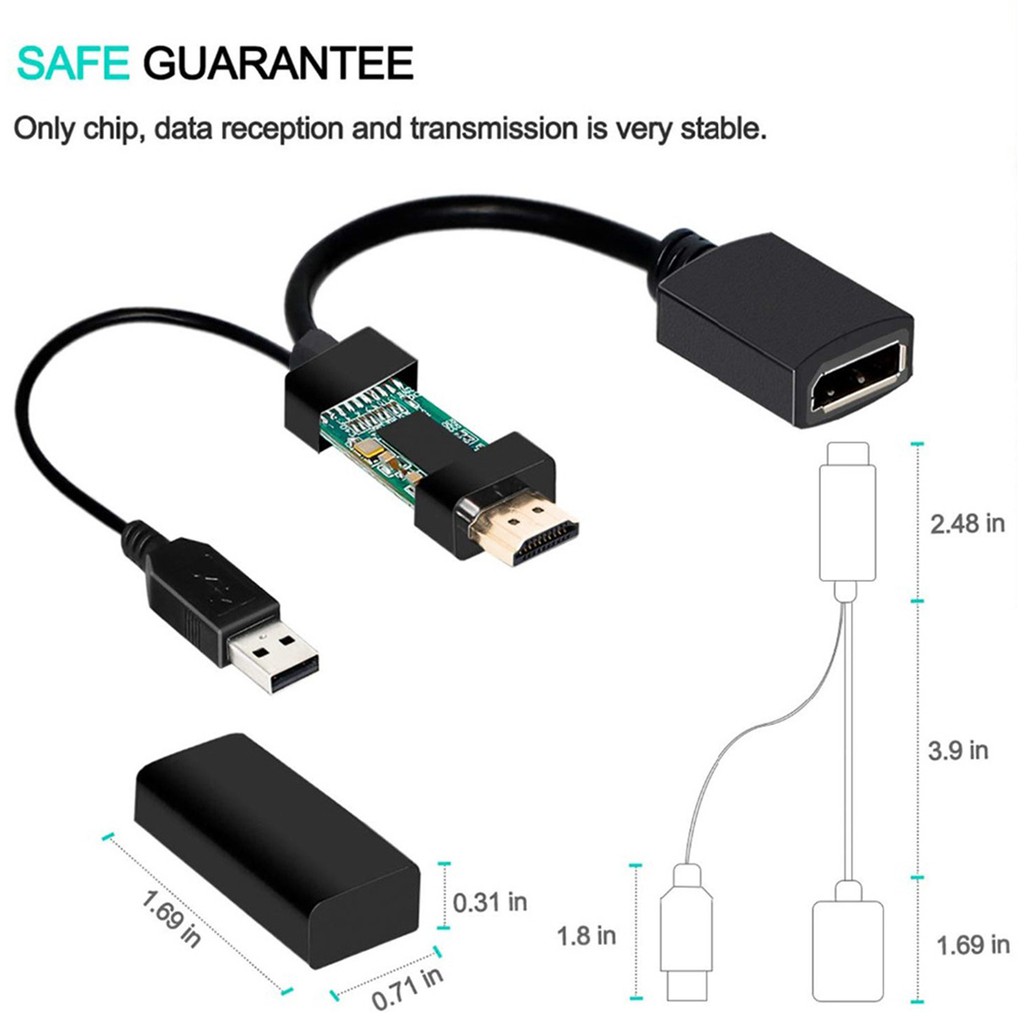 Dây Cáp Chuyển Đổi 4K USB HDMI Đực Sang DP Cái