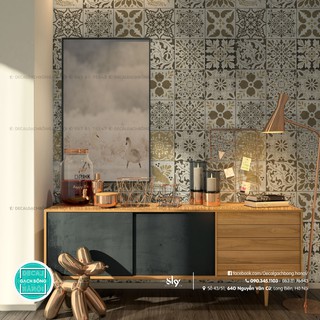 DECAL GẠCH BÔNG DÁN TƯỜNG KHỔ LỚN - CHOCOLATE STYLE