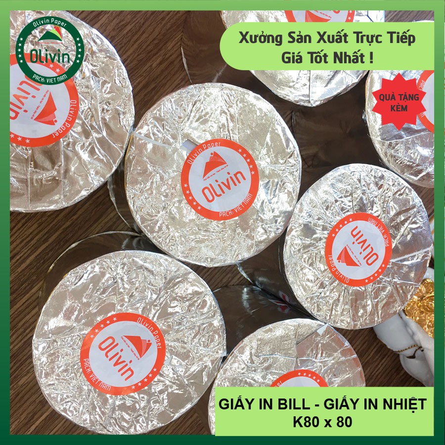 GIẤY IN NHIỆT K80, giấy in bill K80 x 80 Olivin