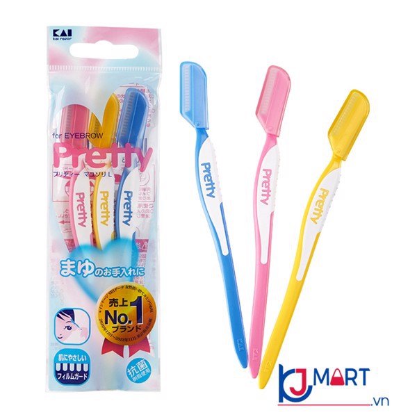 Set 3 dao cạo lông mày Pretty KAI - Nhật Bản