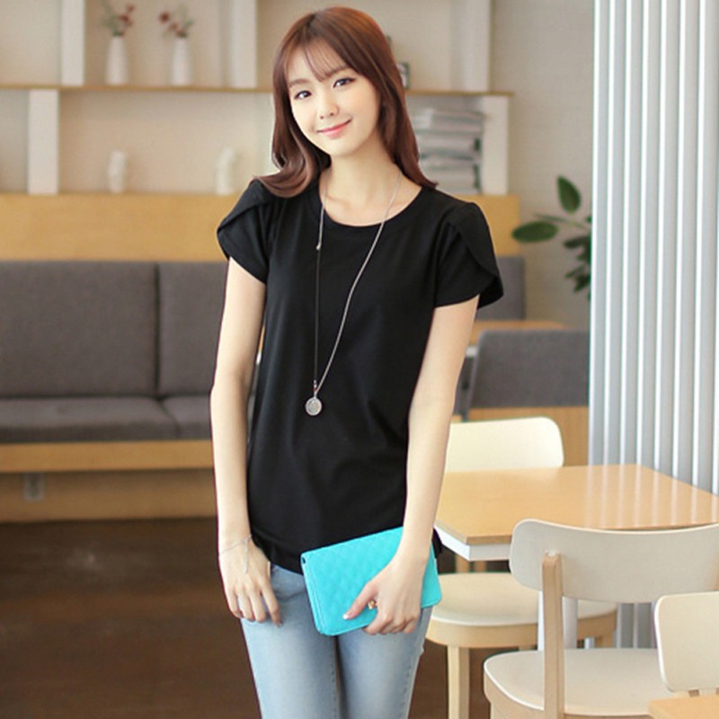 FREESHIP ĐƠN 99K_ Áo Thun Ngắn Tay Cổ Tròn Màu Trơn Phong Cách Hàn Quốc Size M-5Xl