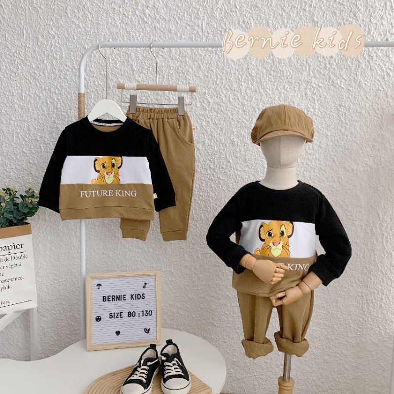 _Bộ cotton da cá Simbaking cho bé trai 9 đến 22kg