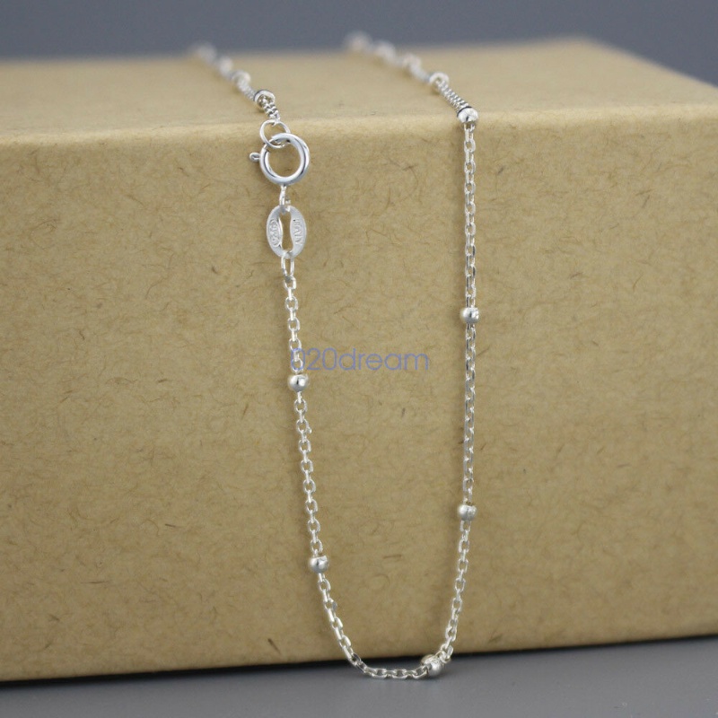 【Còn hàng】 100% Thật 925 Sterling Silver Chain CURB Chain W / Bead 14-30 inch Đóng dấu Ý