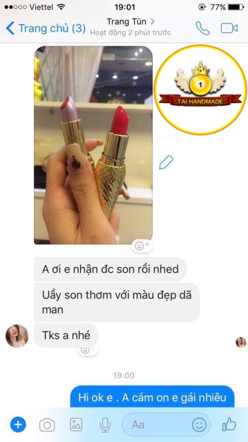 Son Handmade cao cấp chứa colagen dưỡng và cải thiện tình trạng thâm môi. Hạn sử dụng 12 tháng