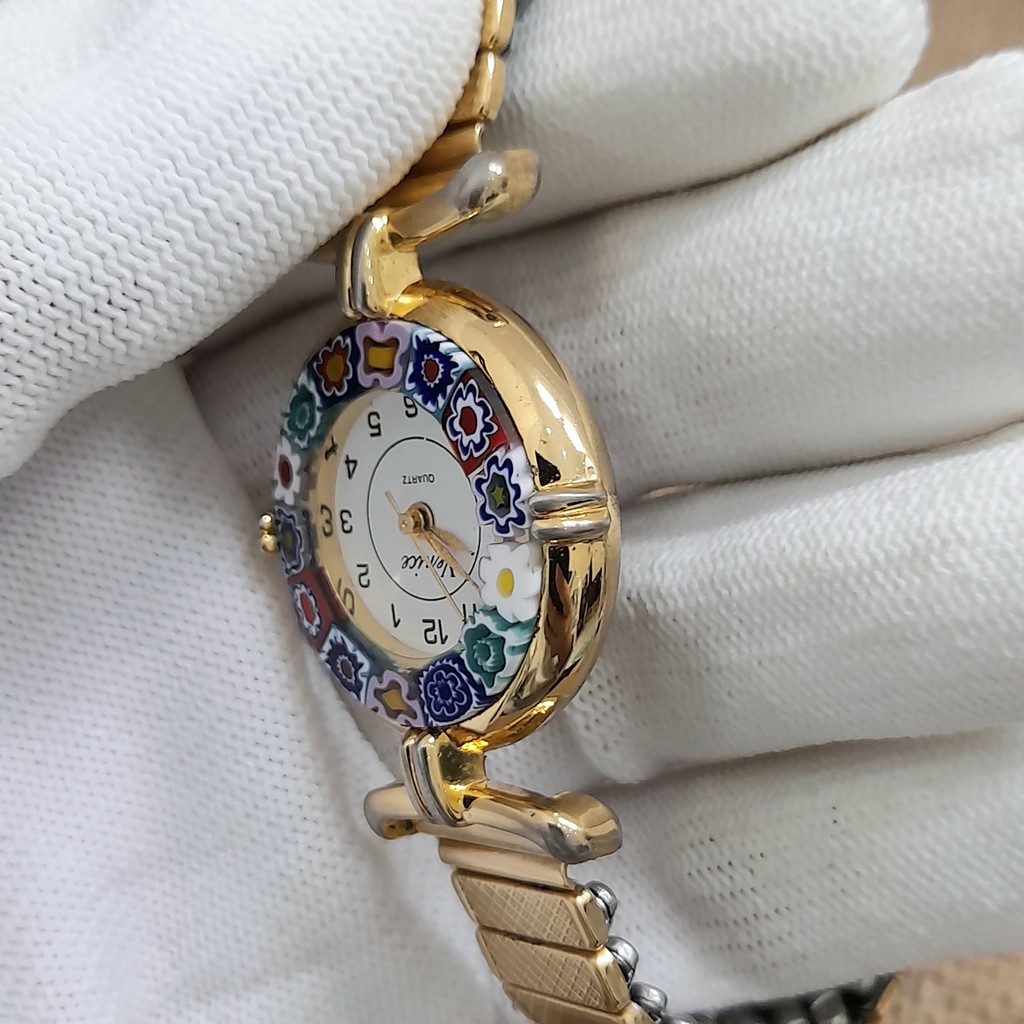 Đồng hồ nữ Venice hàng si Nhật dây chun vàng