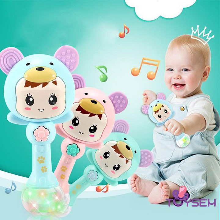 Đồ chơi trẻ em lục lạc cầm tay có đèn và nhạc cho trẻ sơ sinh toysem - Quà tặng sinh nhật cho bé