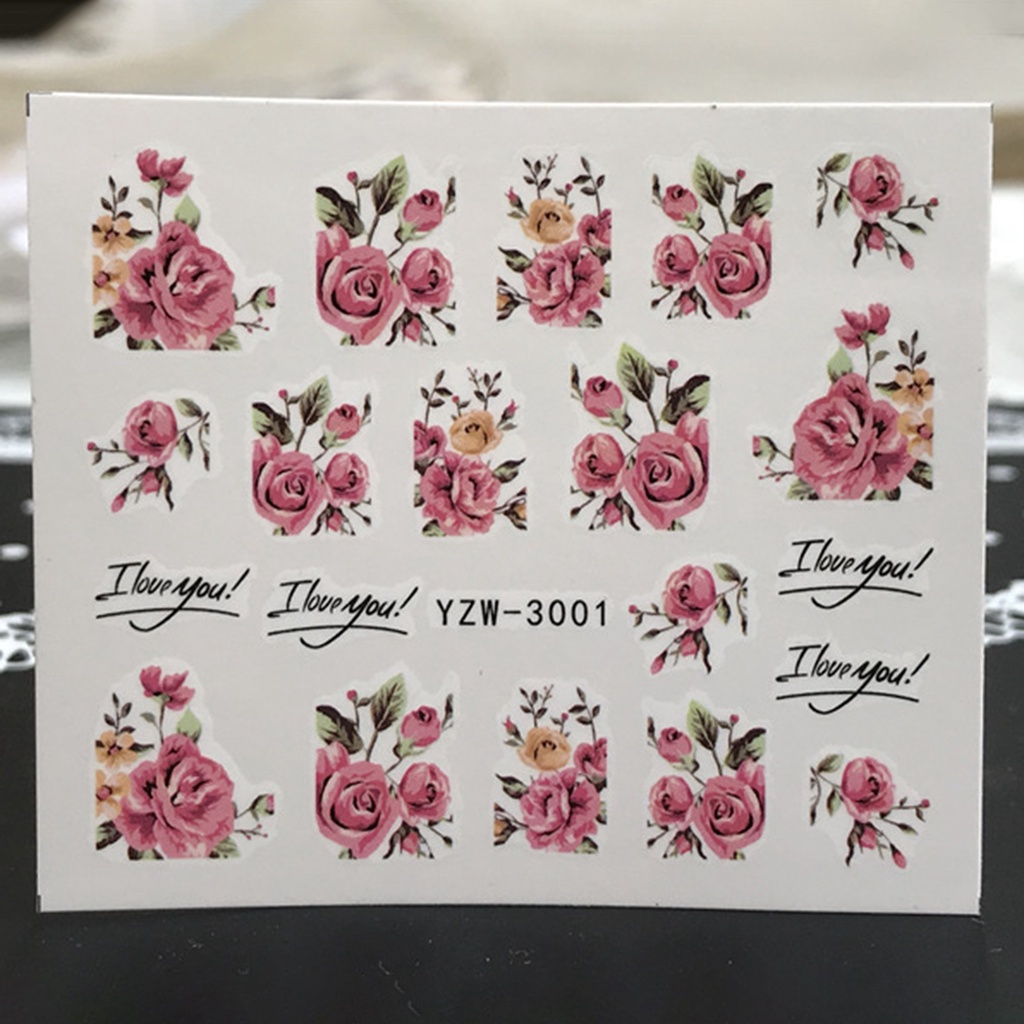 [JENN] Hình Dán Móng Tay Tự Dính Họa Tiết Hoa Chuyển Nước Nhiều Phong Cách Lạ Mắt