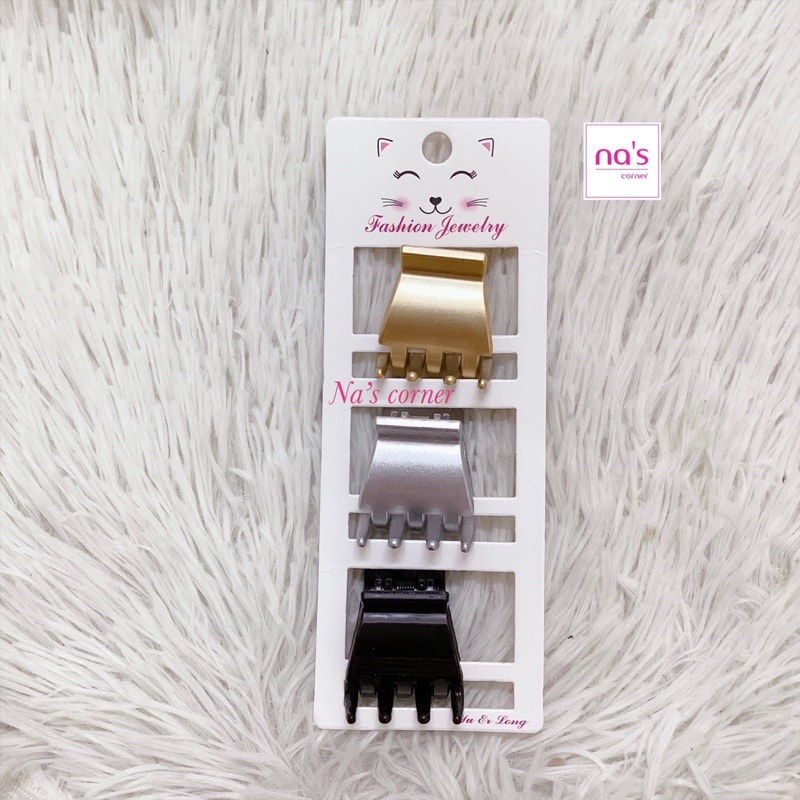 Bộ 3 kẹp tóc gấp tóc gắp càng cua 7 răng nhỏ nhựa mịn đẹp vintage