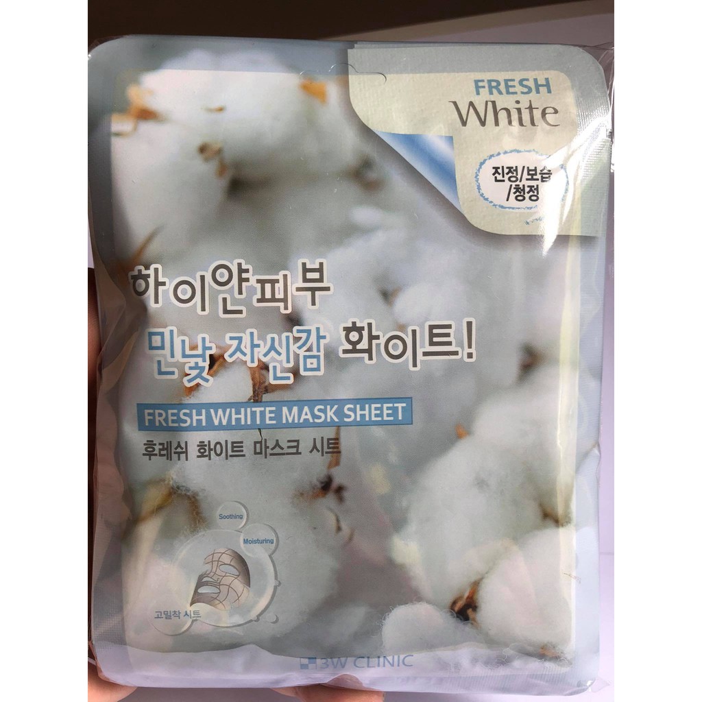 [Hàng Nhập Khẩu]  Combo10 Mặt nạ dưỡng da chiết xuất từ Tuyết 3W Clinic Fresh White Mask Sheet 23ml
