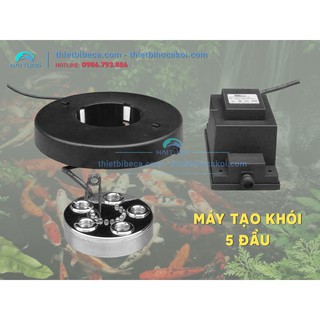 Máy phun sương tạo khói trang trí bể cá, tiểu cảnh non bộ hồ Koi. Máy tạo khói 5 đầu hãng JUNRISE có đèn led đổi màu
