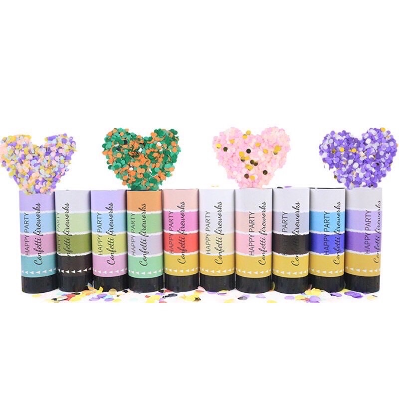 Ống pháo xoay phụt giấy confetti nhiều màu sắc sinh nhật, kỉ niệm, lễ hội