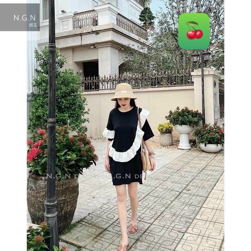 Đầm form suôn phối bèo ☘️☘️☘️☘️Ng alohashop91