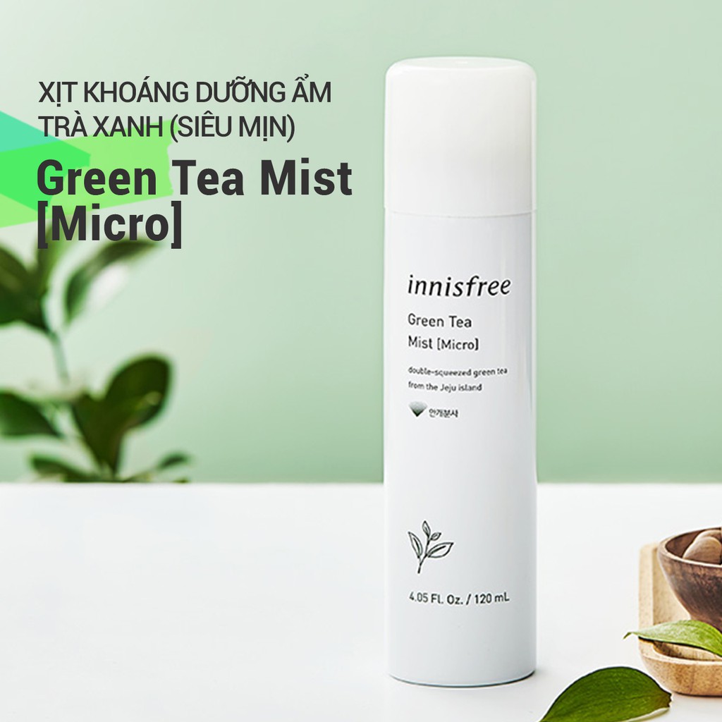 [Mã COSIF12 giảm 10% đơn 400K] Xịt khoáng dưỡng ẩm phun sương mịn innisfree Green Tea Mist (Micro) 120ml