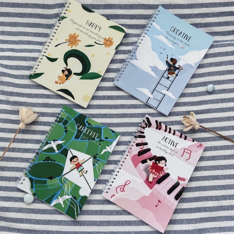 Sổ Lò Xo A5 Ruột Trơn LIVE LIKE A CHILD 90 Trang Giấy Fort Trắng 100gsm Nhiều Màu Dễ Thương
