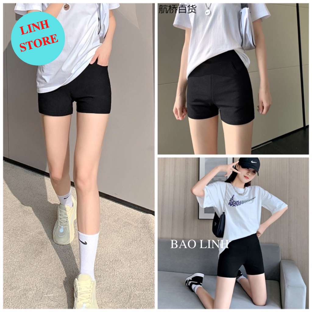 Quần Đùi Nữ Lưng Cao LINH STORE BigSize Dáng Legging Mặc Ở Cạp Chun Chất Liệu Cotton Co Dãn | BigBuy360 - bigbuy360.vn