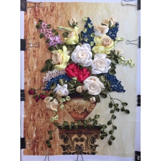 Tranh thêu ruy băng 65x50cm