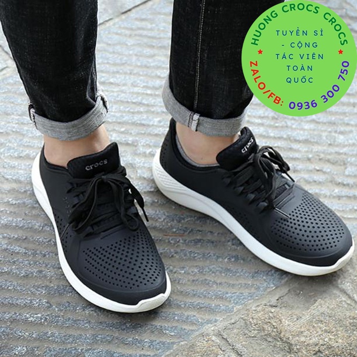 GIÀY NHỰA CROCSS LITERIDE PACER XỊN ĐÉT CHO NAM MÀU ĐEN FULL BOX