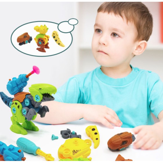 Đồ Chơi Trẻ Em Lắp Ráp - Lắp Ghép khủng Long Có Trang Bị Thêm Súng Bắn Dính Tường quà tặng cho bé