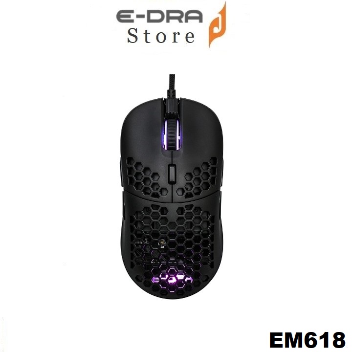 Chuột E-Dra EM618 RGB, Avago 3327, DPI 12400, thay nắp lưng và tạ tùy biến