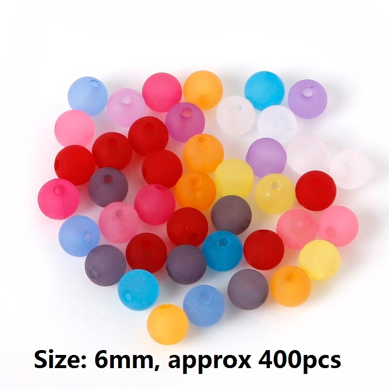 Hạt xâu chuỗi bằng nhựa acrylic hình tròn nhám trong suốt nhiều màu 4mm 6mm 8mm 10mm