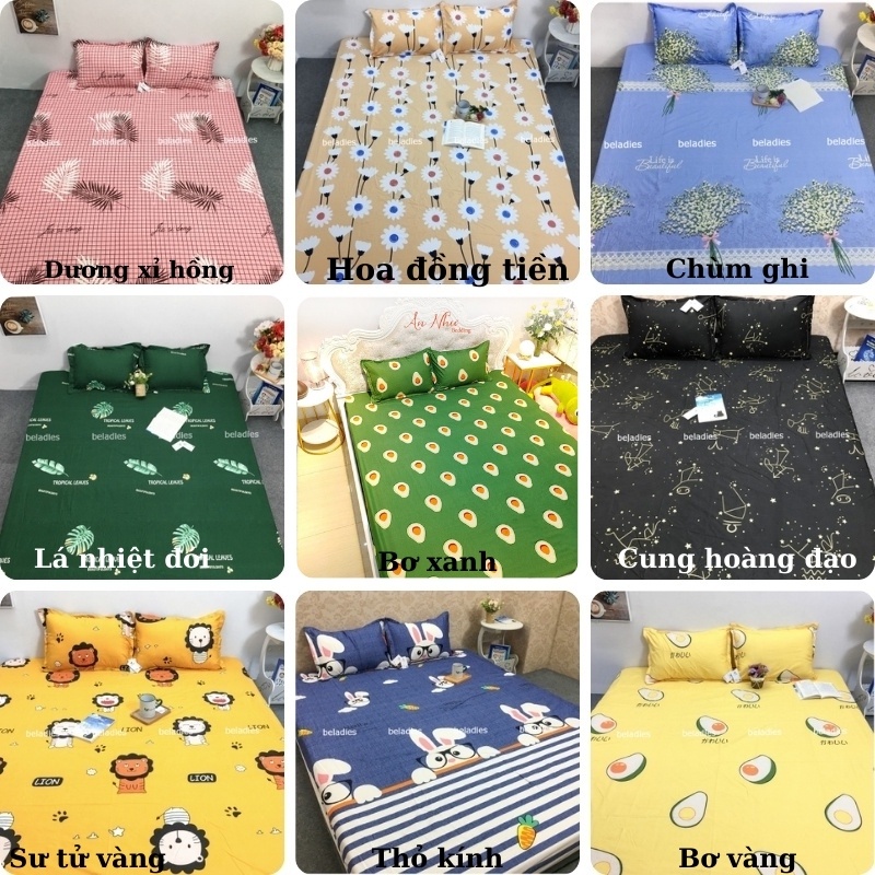 Ga trải giường m6 m8 2m poly cotton kèm vỏ gối