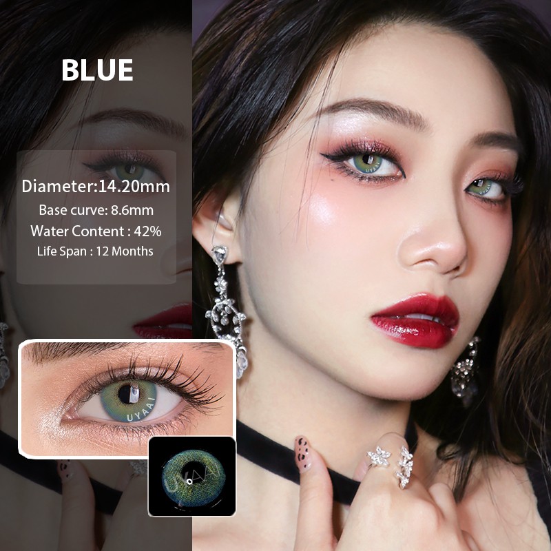 Set 2 kính áp tròng phản quang phân cực UYAAI màu xám tự nhiên