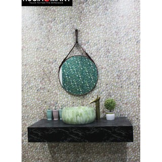 Gương dây da treo tường size to 60cm decor cực xinh 3 màu đen, nâu đậm, da bò - Giá tốt tại xưởng
