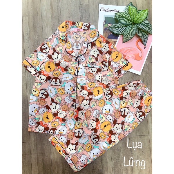 Đồ Bộ Pijama Mặc Nhà Lụa Hàn Lửng Đồ Bộ Nữ Đồ Bộ Mặc Nhà _ Tay Ngắn Quần Lửng ( Form từ 40kg đến 75kg ).