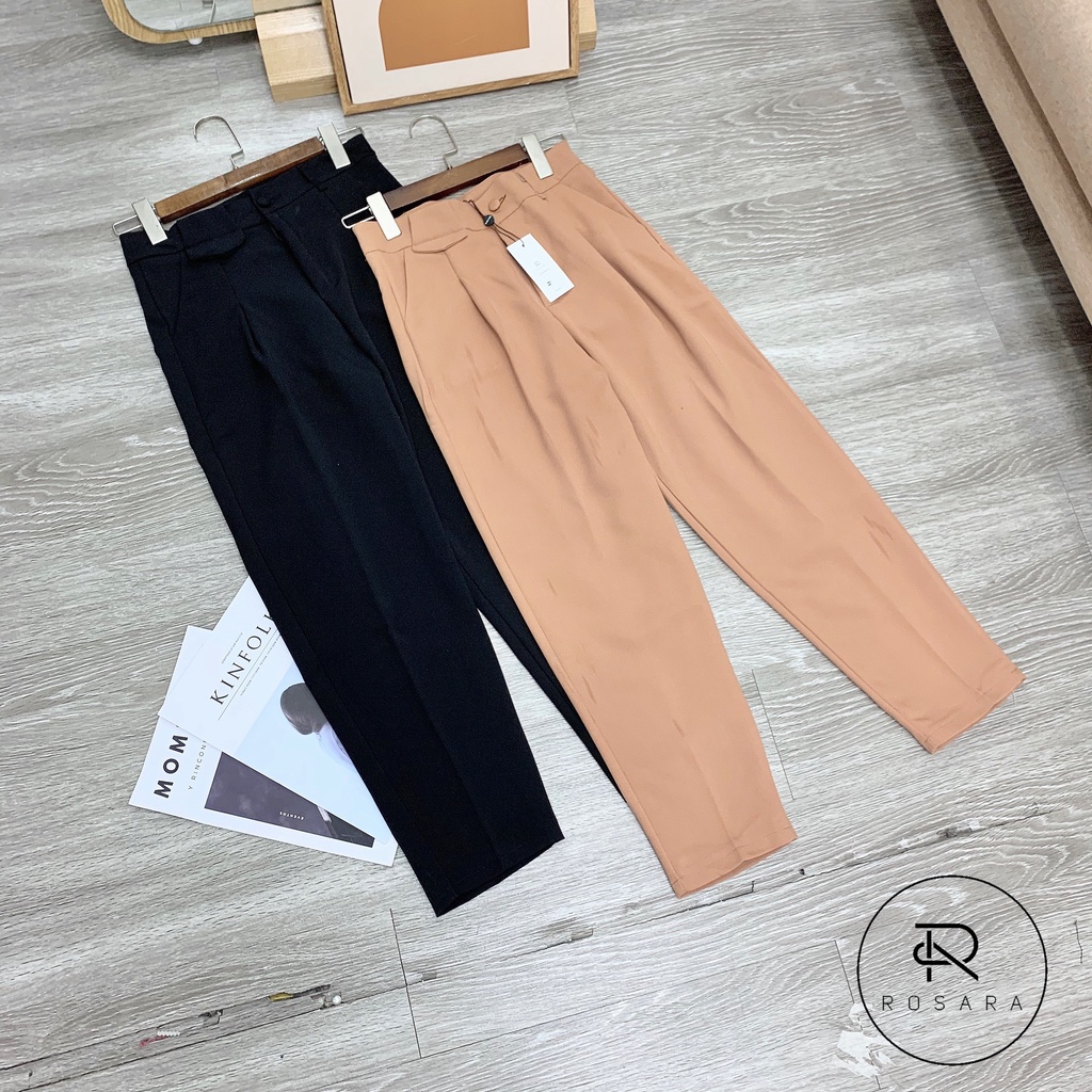 Quần baggy dáng suông công sở thời trang nữ cúc bọc Rosara Q07