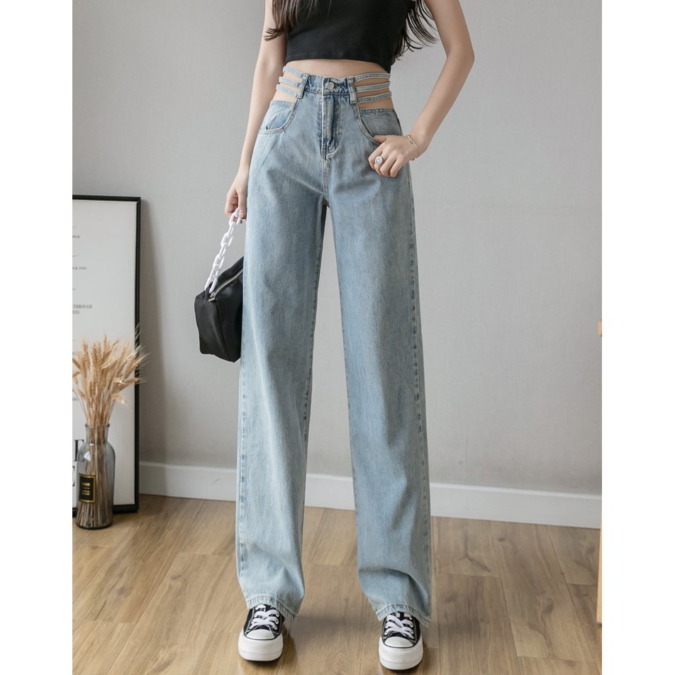 Quần jean nữ ống rộng xuông Emilyshop ulzzang