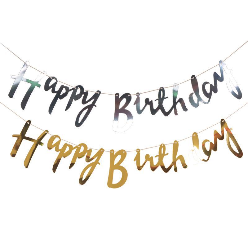 Banner Sinh Nhật Chữ Happy Birthday Mạ Vàng