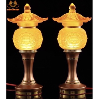 Cặp 2 cây đèn led hoa sen lưu ly thờ cúng trang trí
