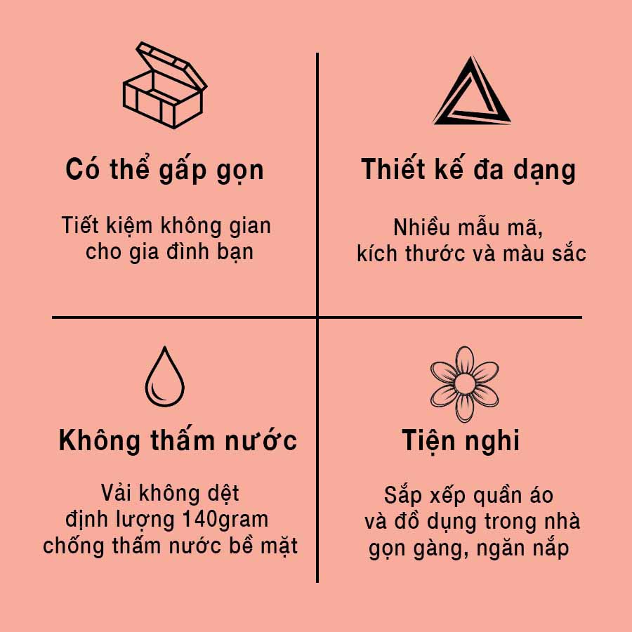 COMBO 2 HỘP VẢI NHỎ - Hộp đựng quần áo, đồ dùng cá nhân có nắp