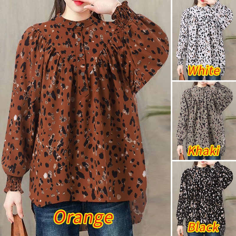 Áo kiểu Zanzea tay dài họa tiết da báo vintage thời trang cho nữ