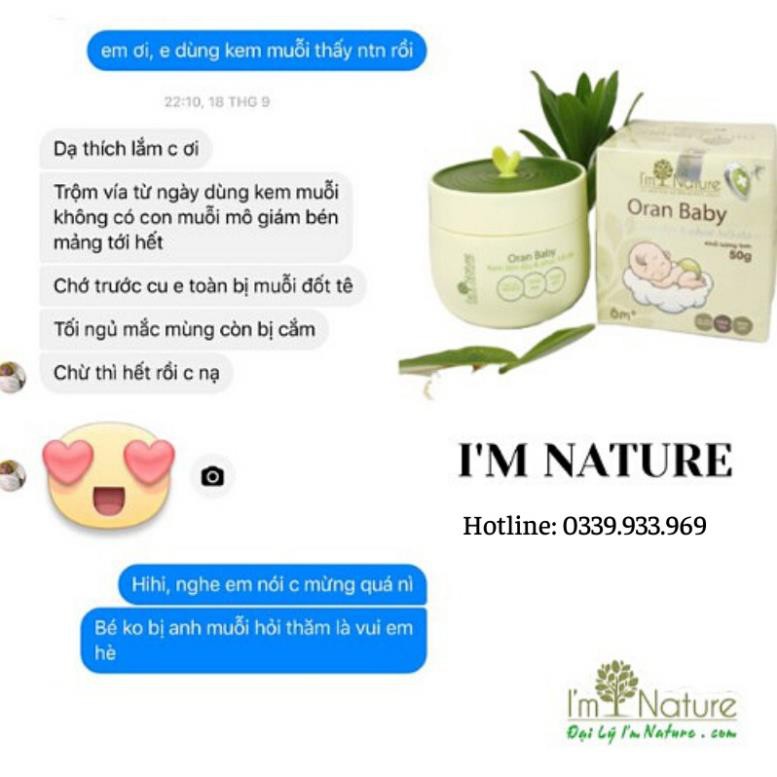 Kem Chống Muỗi Oran Baby I'm Nature - Làm Dịu Và Phục Hồi Da Do Muỗi Và Côn Trùng Đốt Cho Bé 50g