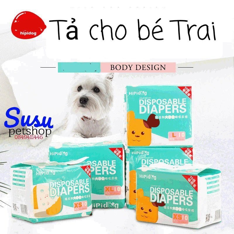Tả Bỉm Hippie cho Cún Đực /Trai (túi 10 miếng)