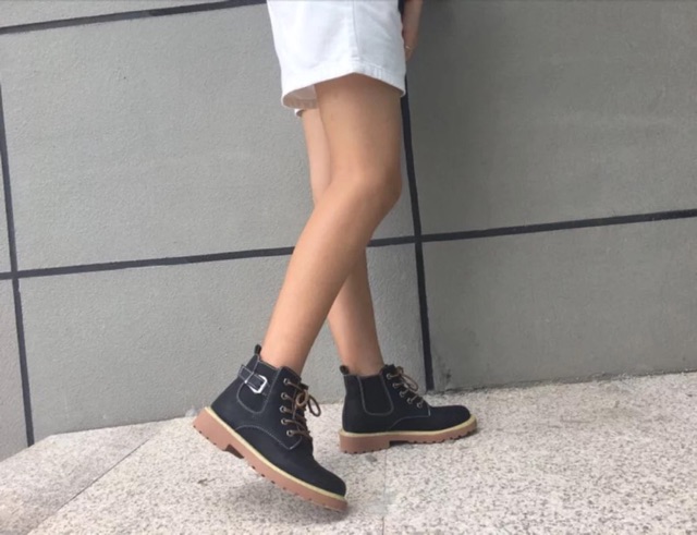 Giày da cao cổ nữ retro vintage buộc dây ( tặng quà) (sẵn rêu 37) -v01 | BigBuy360 - bigbuy360.vn