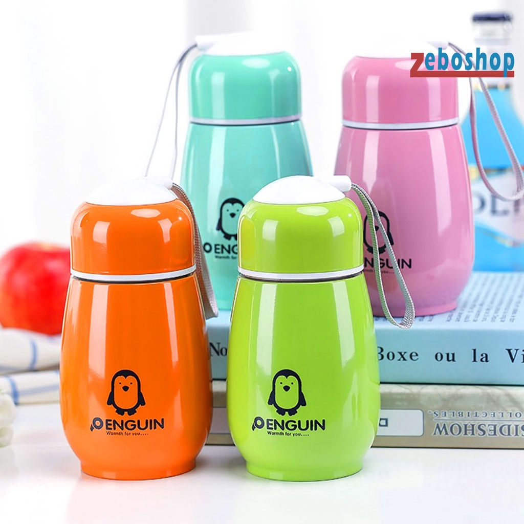 Bình Nước Giữ Nhiệt 180ml Bằng Thép Không Gỉ Hình Chim Cánh Cụt