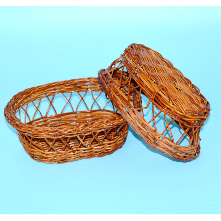 Giỏ đan bầu dục màu nâu size nhỏ