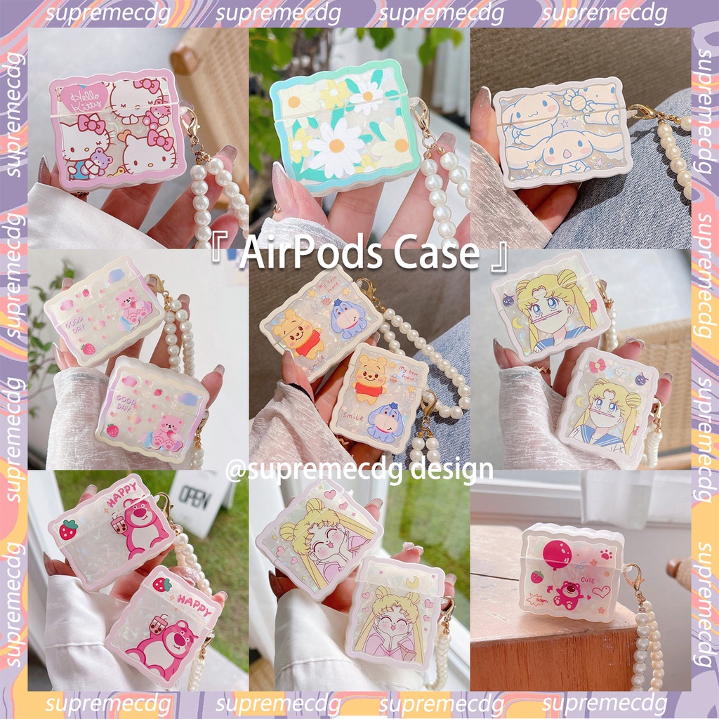 Vỏ Bảo Vệ Hộp Sạc Tai Nghe Airpods 3 Airpods 2nd gen 1/2 Pro Winnie the Pooh/Hello Kitty Melody Đính Ngọc Trai Xinh Xắn
