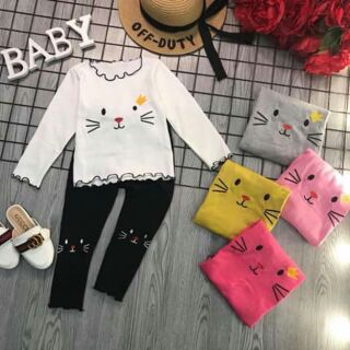 Freeship 99k toàn quốc_,Set bộ mèo và len tăm cho bé yêu