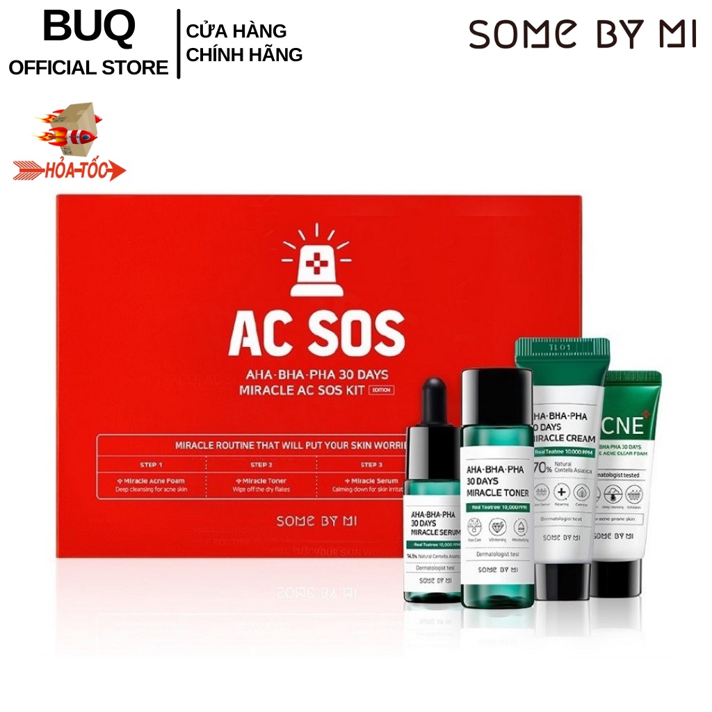 Bộ Kit 4 Sản Phẩm Dưỡng Da Giảm Mụn SOME BY MI Aha - Bha - Pha 30 Days Miracle Ac Sos Kit