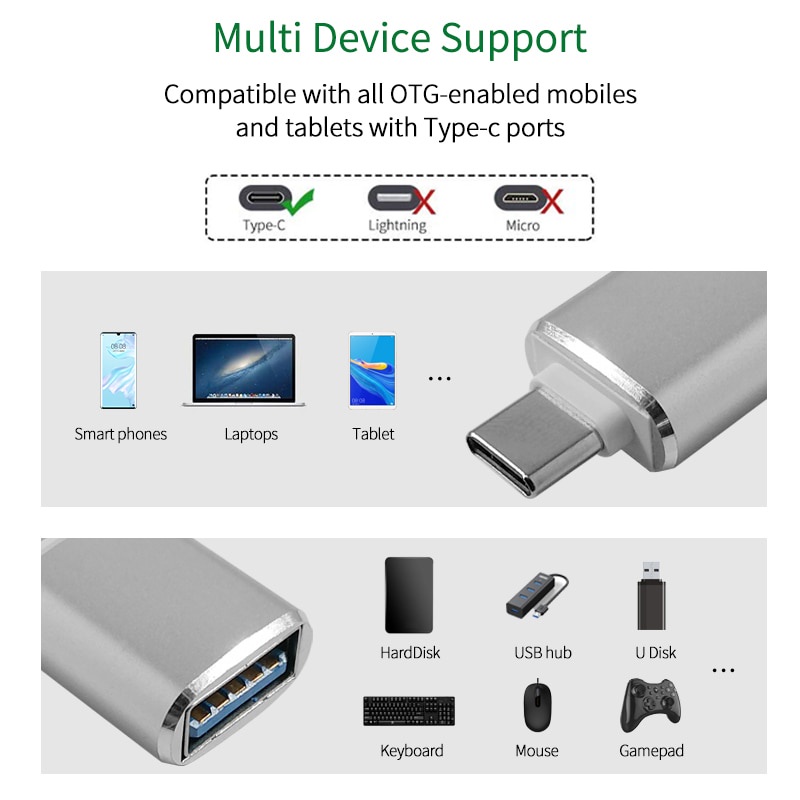 Đầu Chuyển Đổi OTG Type C Sang USB 3.0 Cho MacBook iPad Samsung Xiaomi Acer HP