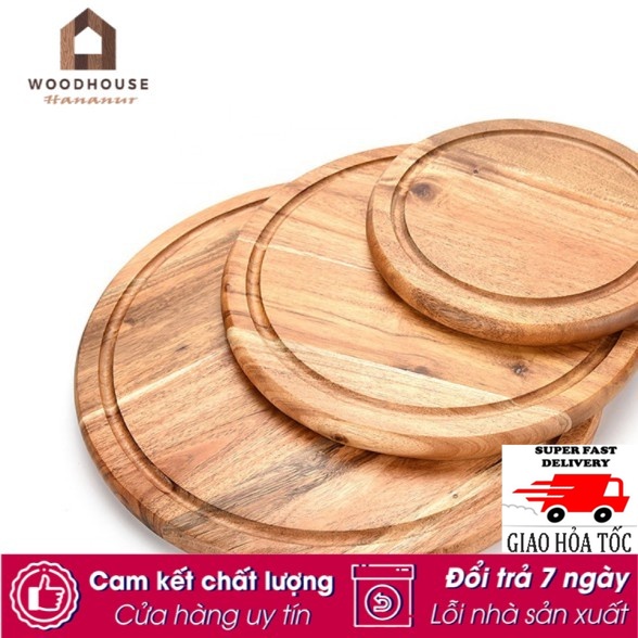 Hot Thớt gỗ teak hình tròn có rãnh R- 39 cm giá rẻ - Wood Cutting Boards Hàng Xuất Khẩu Châu Âu