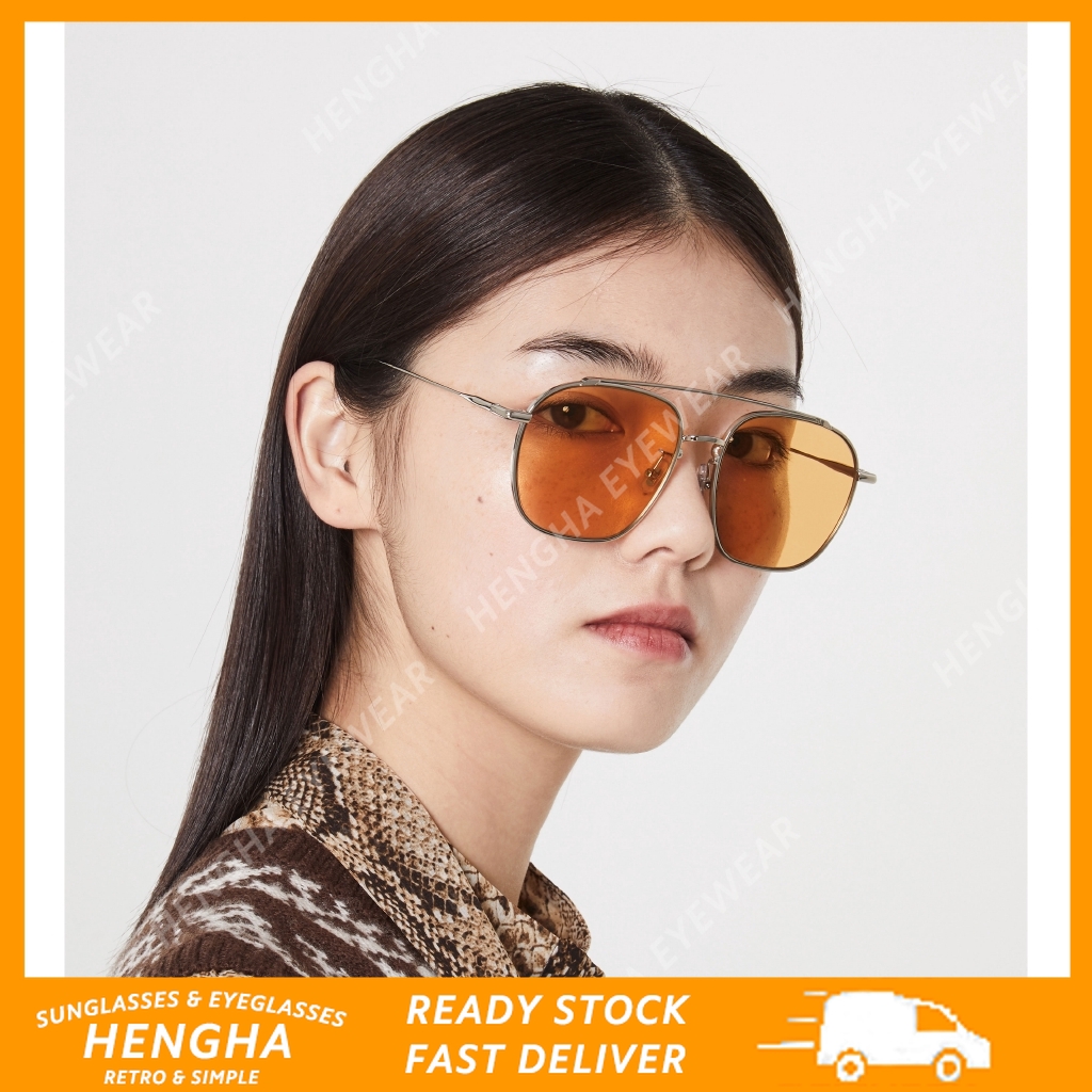 Kính râm gọng vuông kim loại oversized thời trang nữ phong cách Hàn Quốc